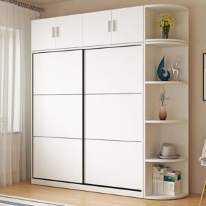 Tủ quần áo 2 cánh lùa kèm kệ trang trí gỗ công nghiệp TA-142
