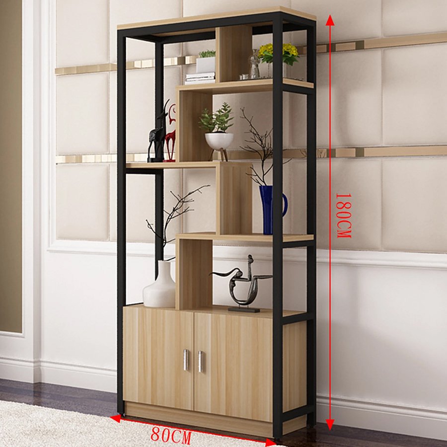 Kệ gỗ sắt có tủ phong cách hiện đại 01