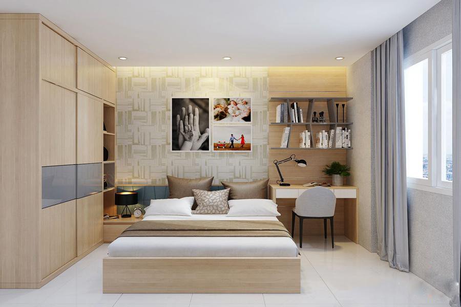 Bộ phòng ngủ tủ lùa kèm giá để đồ - 05