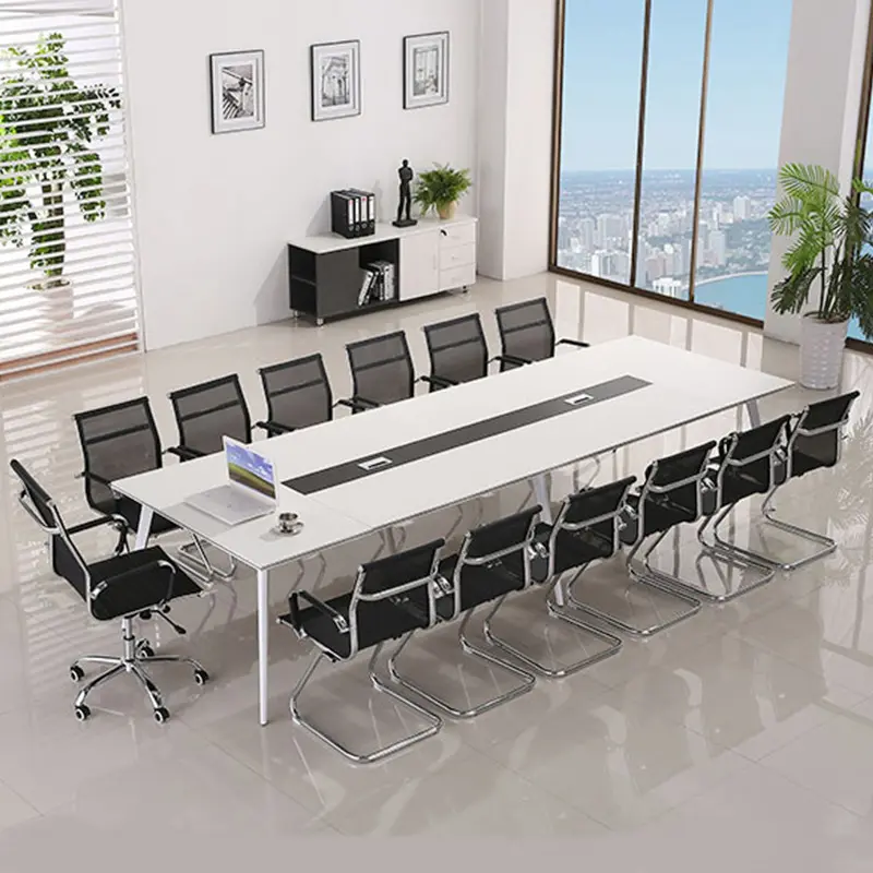 Bàn họp chân sắt côn 2m Cosi trắng đen