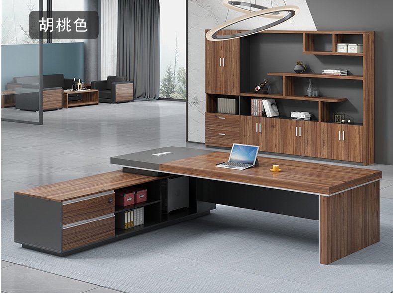 Bàn làm việc giám đốc chữ L màu trắng Mei