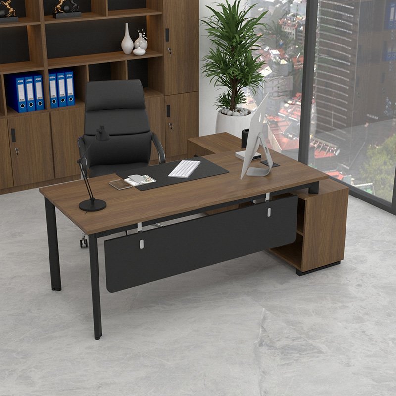Bàn giám đốc chữ L chân sắt Oval 388-T