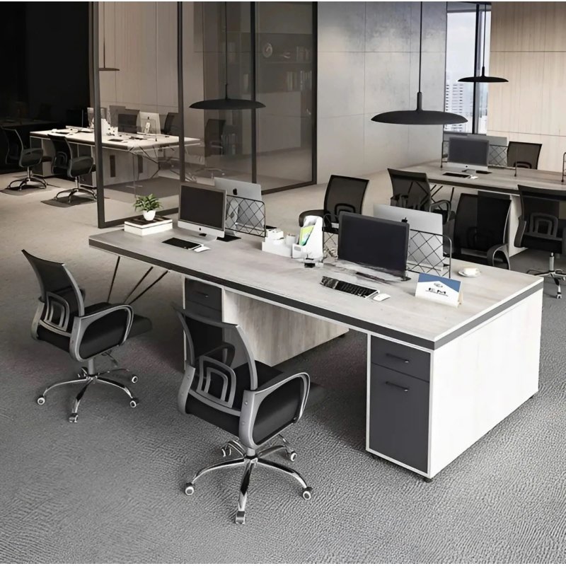 Cụm bàn làm việc văn phòng 4 chỗ chân sắt 2m4