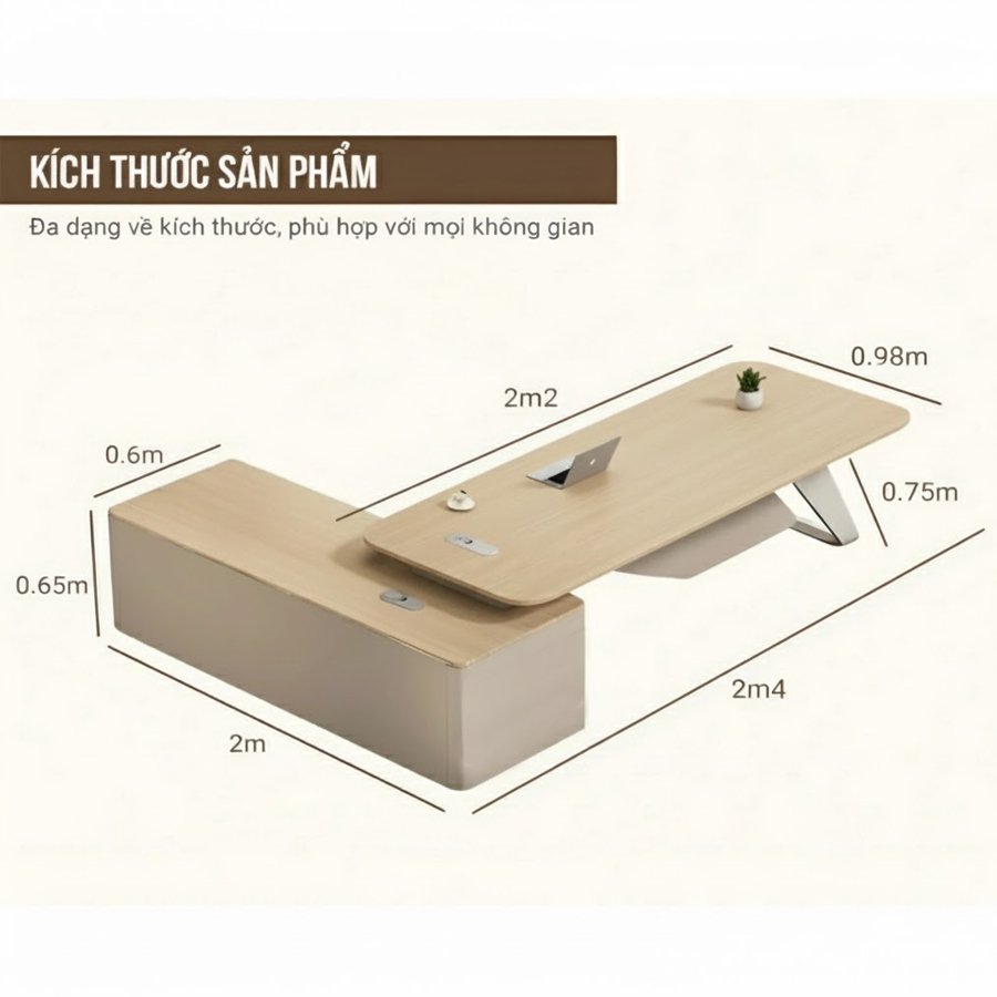 Bàn Giám Đốc Hiện Đại Chân Uốn Lượn Tinh Tế
