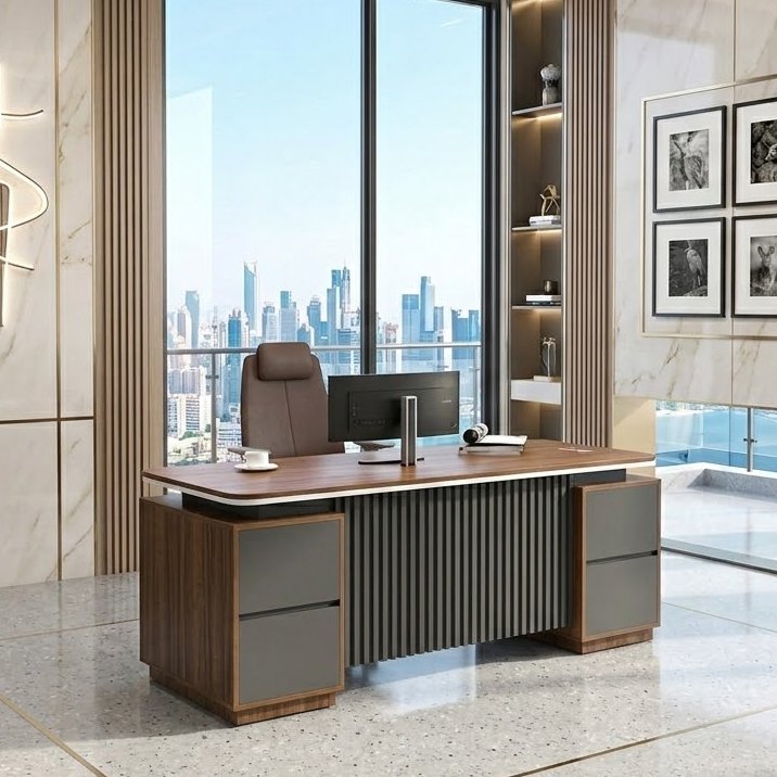 Bàn giám đốc họa tiết nan sóng