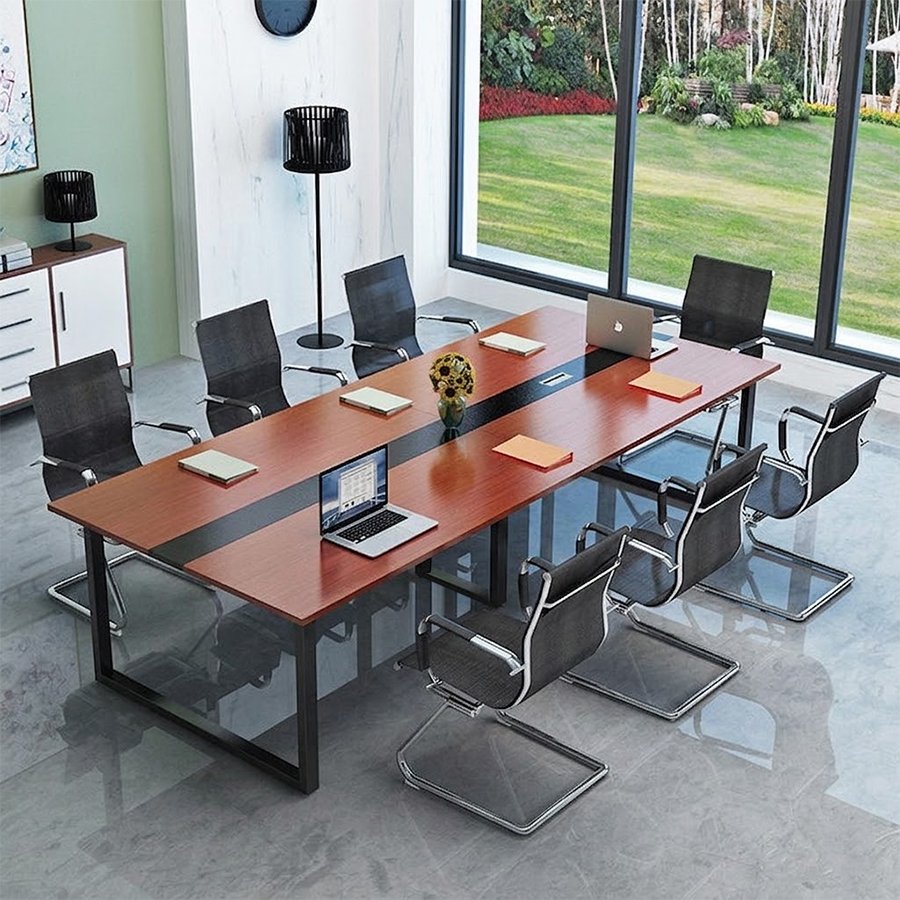 Bàn họp chân sắt mặt gỗ Ula 2m4