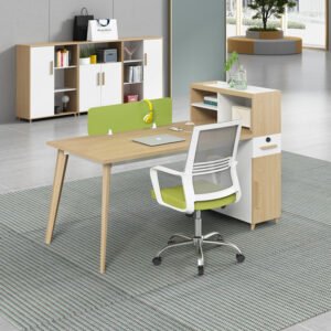 Bàn làm việc Cosi chân côn liền tủ kệ
