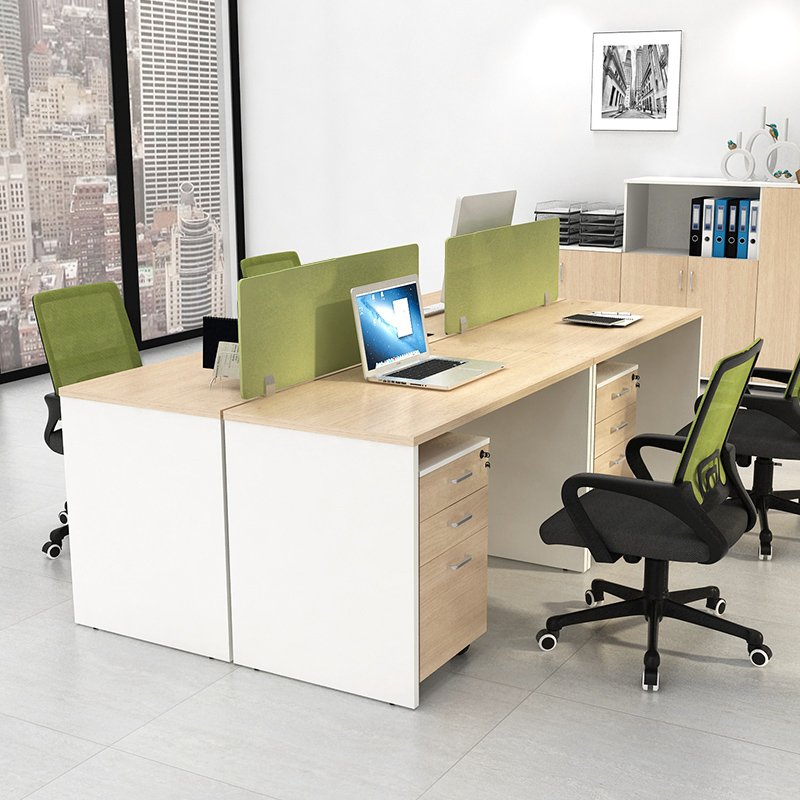 Modul bàn làm việc 4 người màu ghi