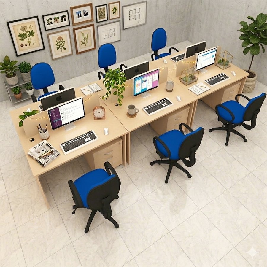 Bàn làm việc văn phòng 6 chỗ không hộc CB5KH