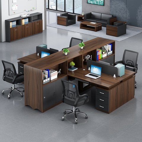 Bàn làm việc nhóm 2 người liền tủ kệ CBTK-29