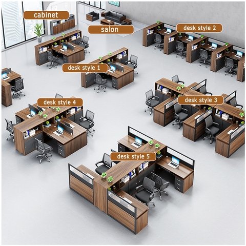 Bàn làm việc nhóm 2 người liền tủ kệ CBTK-29