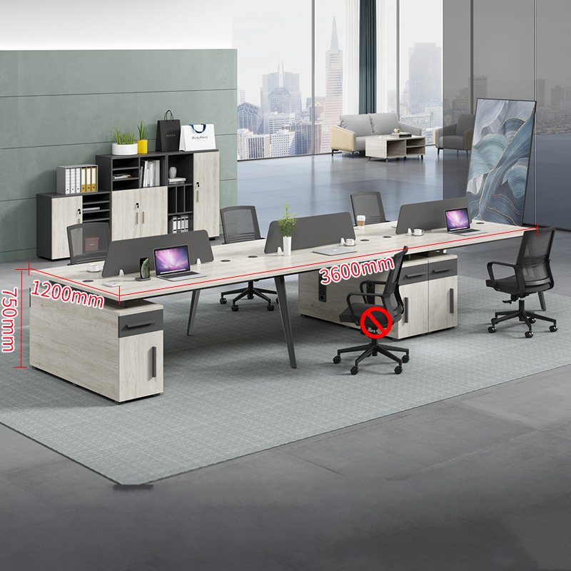 Cụm bàn làm việc 6 chân côn có hộc CBC6-34
