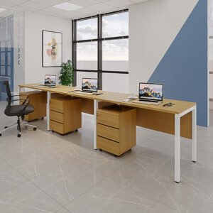 Cụm bàn làm việc 3 người chân sắt hộp Eos ECC04Y-3606