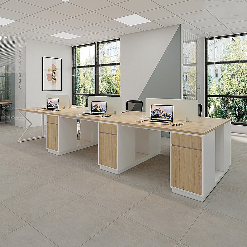 Bàn làm việc 6 người liền tủ chữ X