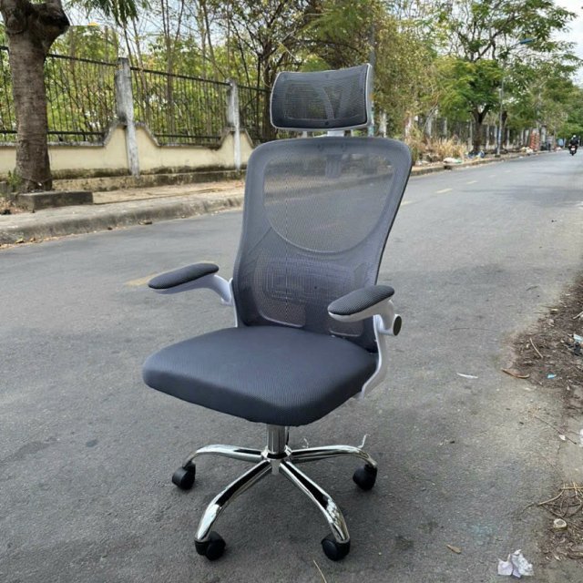 Ghế xoay văn phòng lưng lưới tay gập màu đỏ