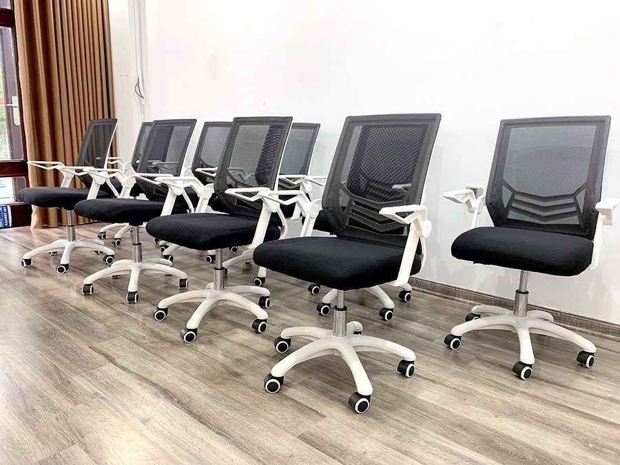Ghế văn phòng tay gập thông minh màu trắng