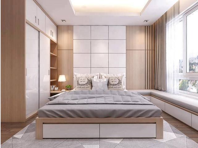 Bộ phòng ngủ tủ cánh lùa kịch trần kèm giá để đồ - 02