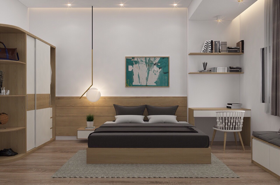 Bộ phòng ngủ tủ kèm giá trang trí - 01
