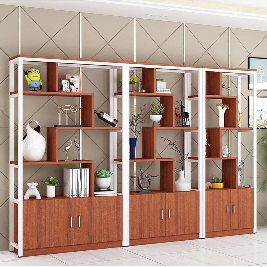 Kệ gỗ sắt có tủ phong cách hiện đại 01