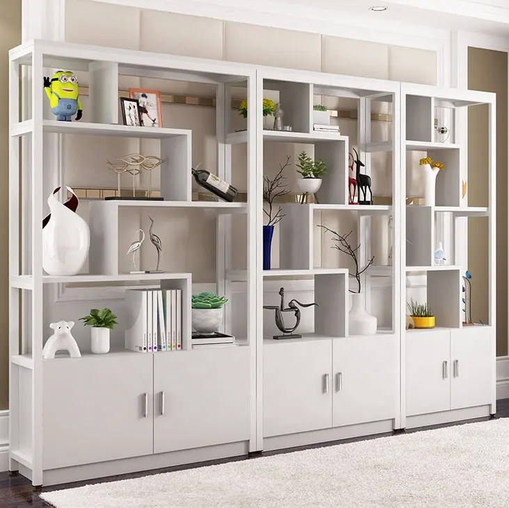 Kệ gỗ sắt có tủ phong cách hiện đại 01