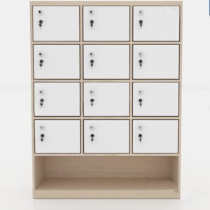 Tủ locker gỗ 12 cánh 3 khoang LKG12C3K-T-Kệ giày