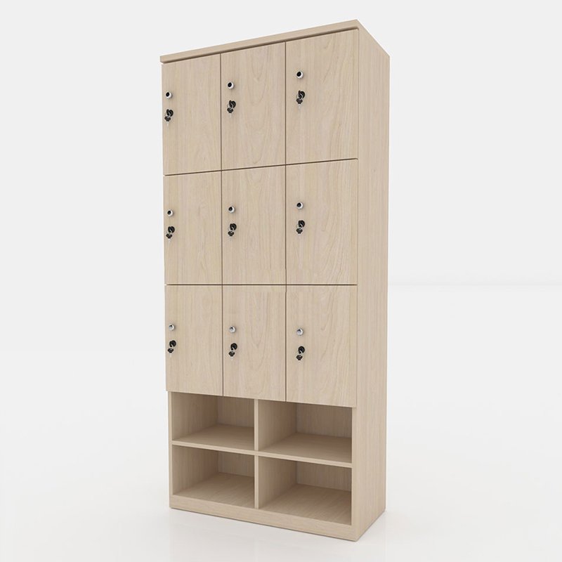 Tủ locker gỗ 9 cánh 3 khoang LKG9C3K-Kệ giày