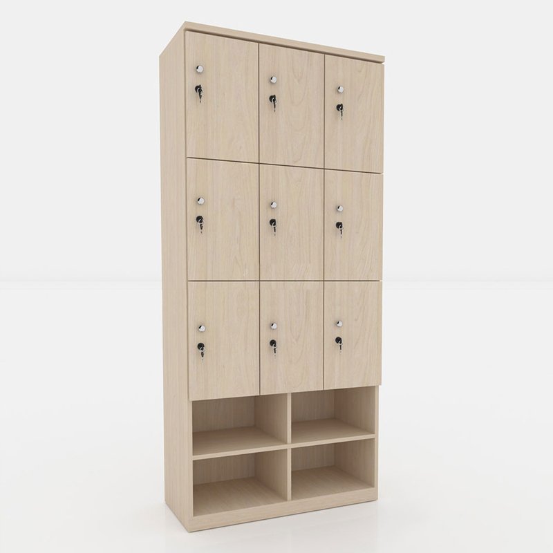 Tủ locker gỗ 9 cánh 3 khoang LKG9C3K-Kệ giày