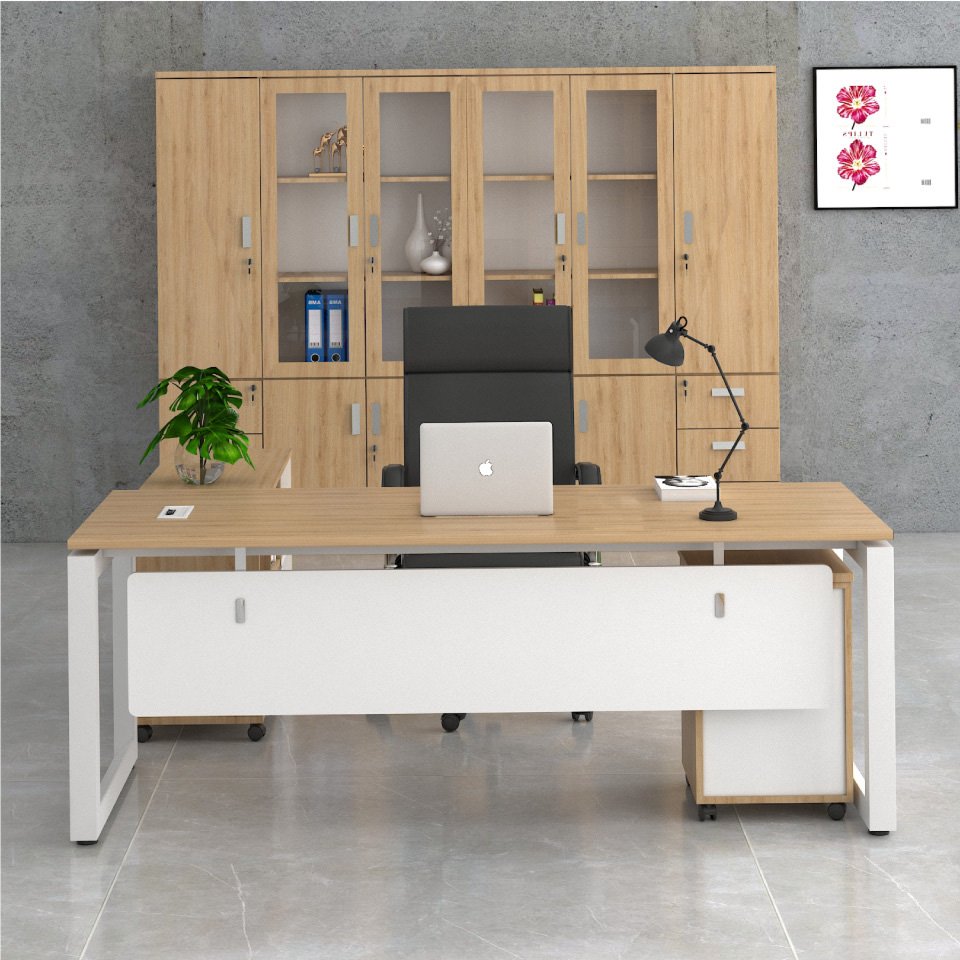 Bàn văn phòng chân tam giác tủ phụ rời RYU383-14