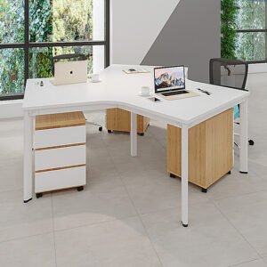 Bàn làm việc 3 người chân Oval