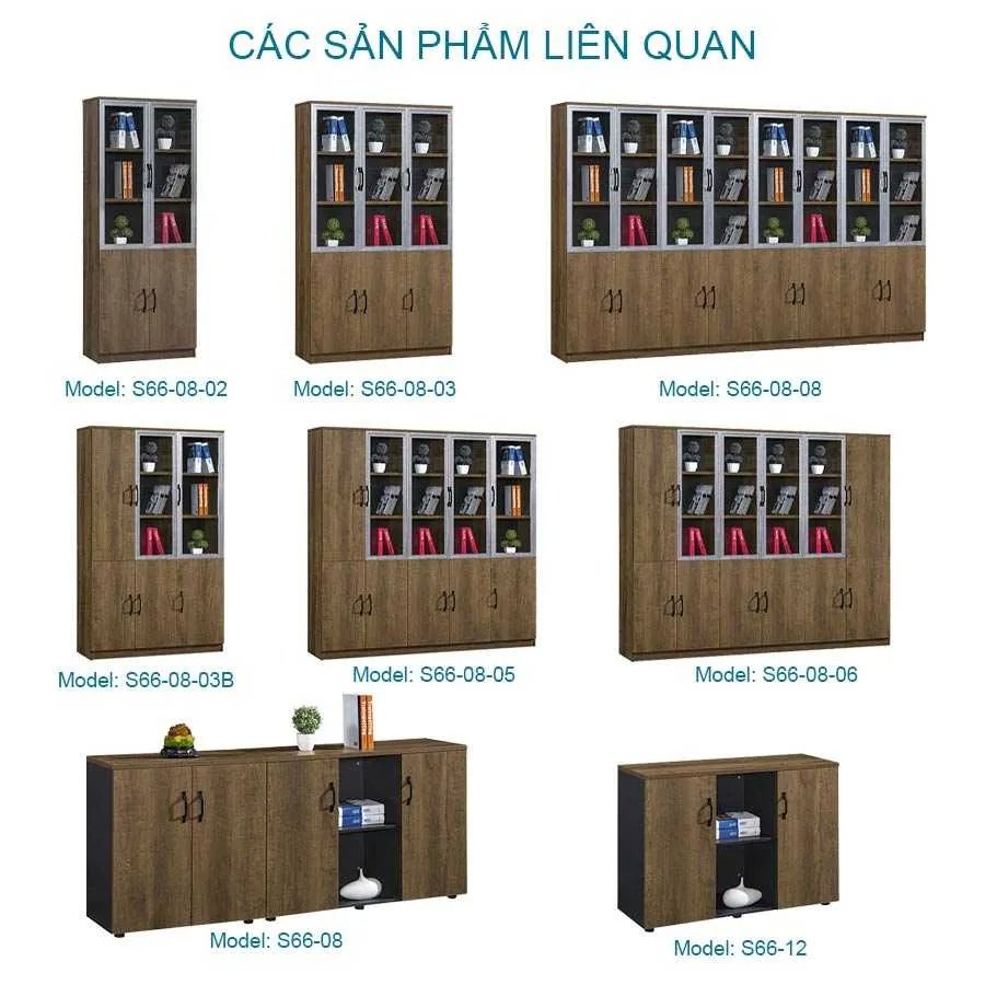 Tủ tài liệu lãnh đạo 2 cánh gỗ 4 cánh kính S66-08-06