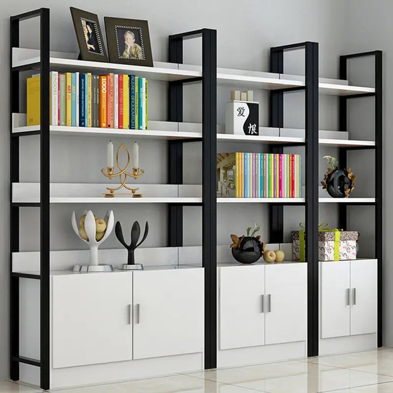 Kệ gỗ sắt có tủ phong cách hiện đại 01