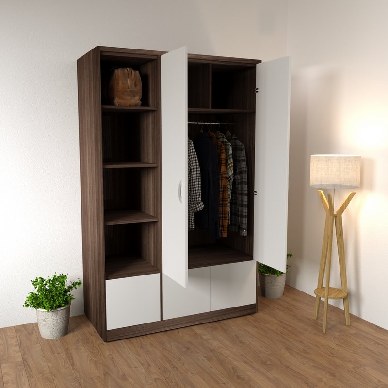 tủ quần áo 2 cánh ngăn chứa đồ màu 6089