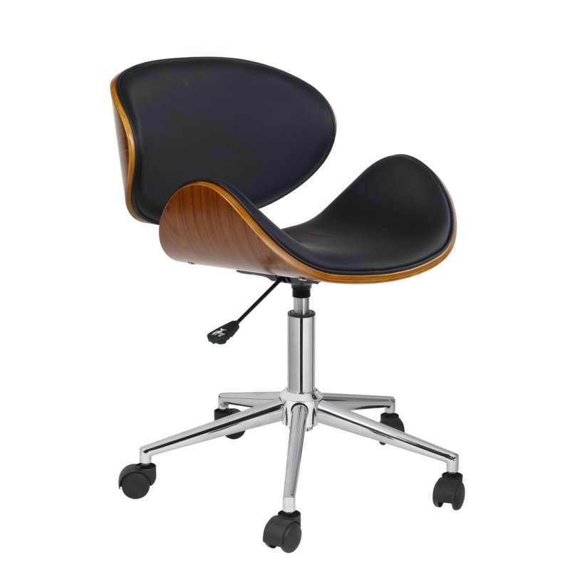 Ghế chân xoay lưng gỗ đệm da - GX26