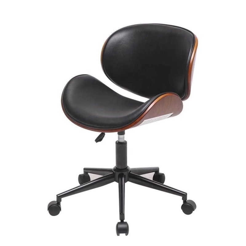 Ghế chân xoay lưng gỗ đệm da - GX26