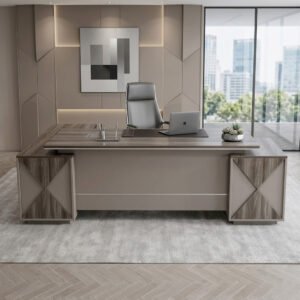 Bàn giám đốc hiện đại vân gỗ xám sang trọng