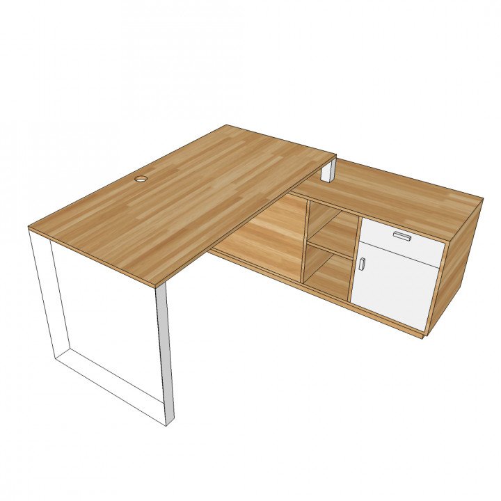 Chân bàn giám đốc sắt tam giác quỳ 2 chạm đất 2 gác tủ 80x160cm