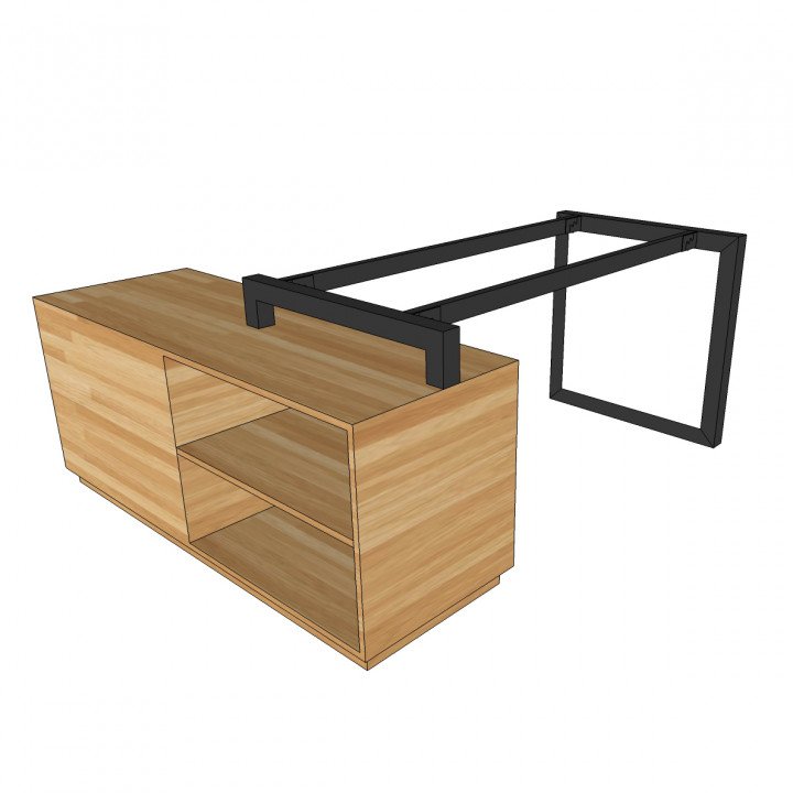 Chân bàn giám đốc sắt tam giác quỳ 2 chạm đất 2 gác tủ 80x160cm