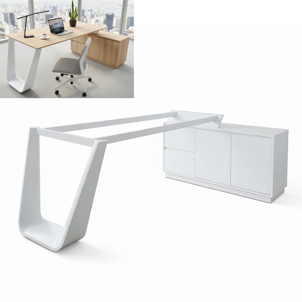 Chân sắt bàn giám đốc CBGD-42FK màu trắng