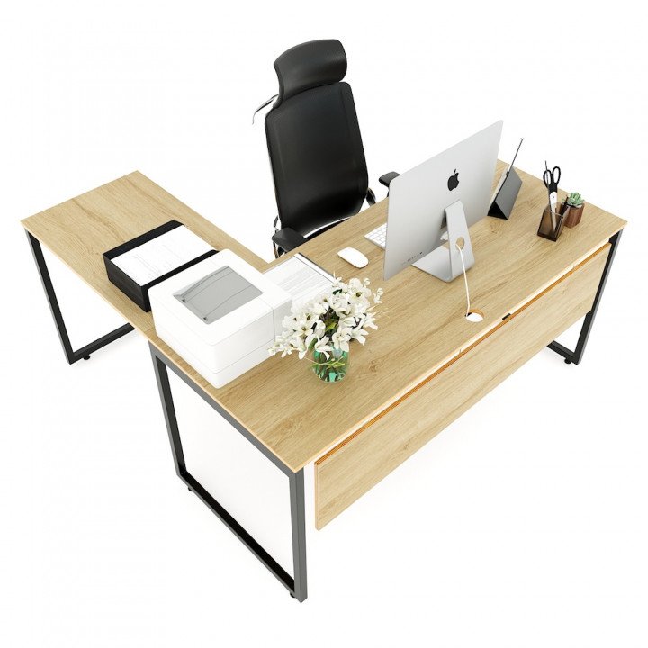 Chân sắt lắp ráp bàn chữ L 160x150cm hệ Slean