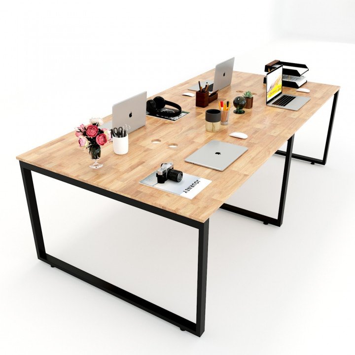 Chân bàn văn phòng cụm 4 240x120cm sắt 25x50 lắp ráp