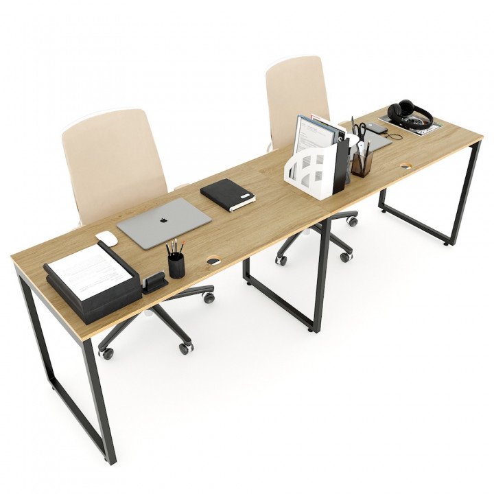 Chân sắt lắp ráp bàn cụm 2 240x60cm hệ Slean