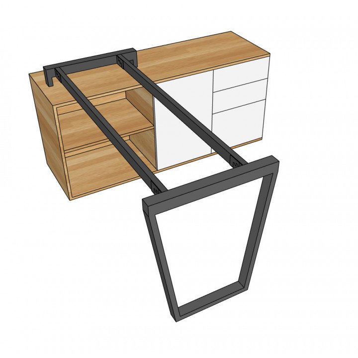Chân bàn gác tủ 140x140 hệ Trapez Concept lắp ráp
