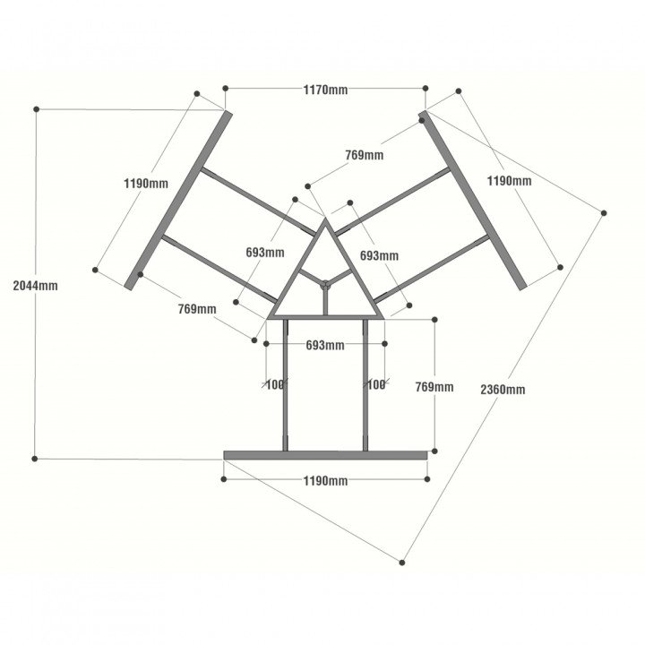 Chân bàn cụm 3 236x205cm hệ Aton Concept lắp ráp