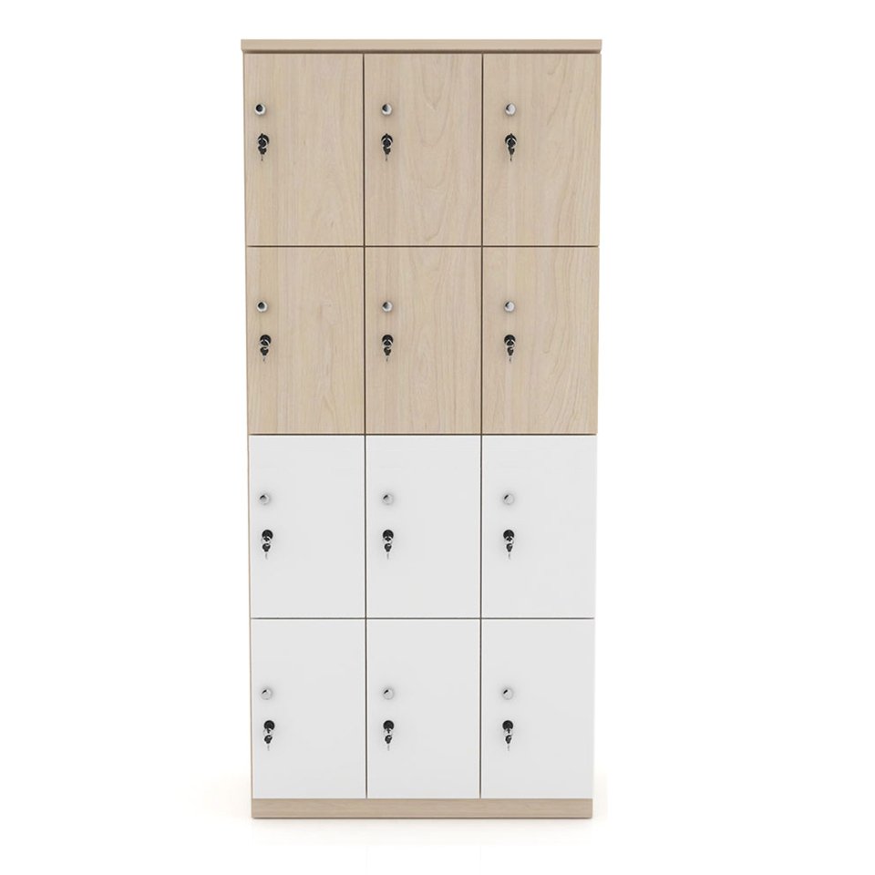 Tủ gỗ để đồ 12 cánh màu trắng gỗ