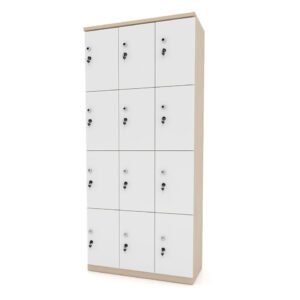 Tủ gỗ để đồ 12 cánh màu trắng gỗ
