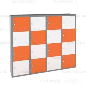 Tủ sắt đựng đồ 16 ngăn màu cam trắng