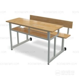 Bàn liền ghế học sinh gỗ cao su tự nhiên