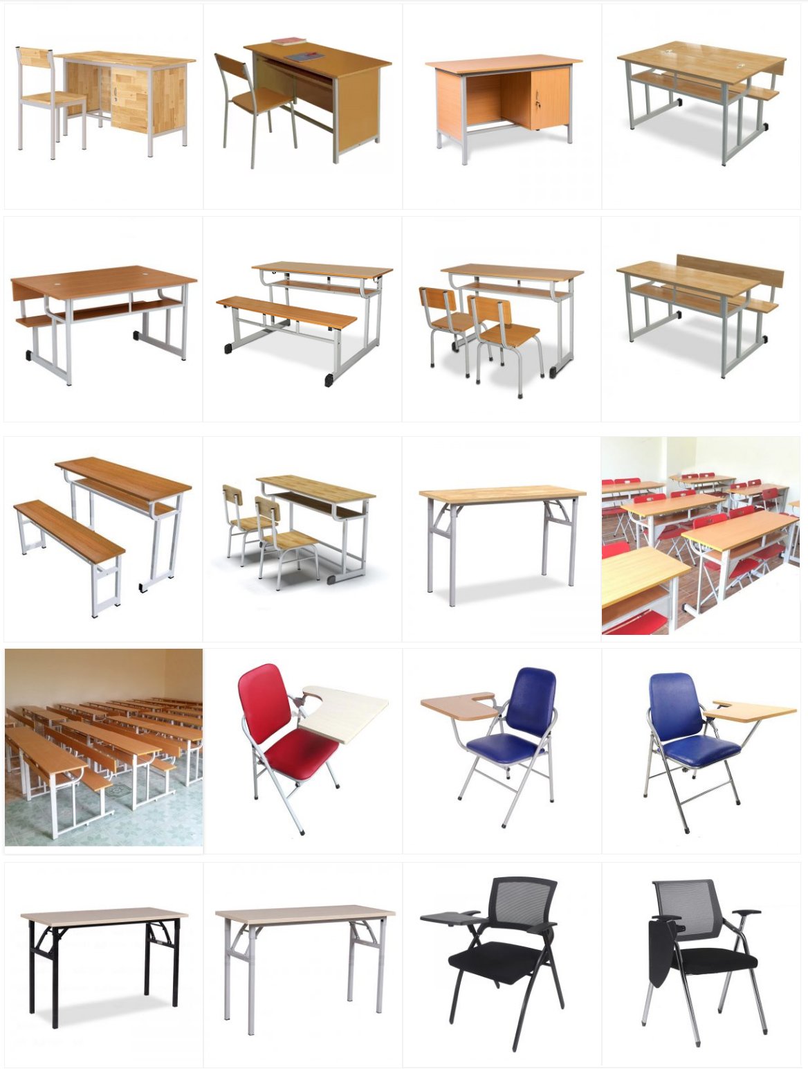 Bàn học sinh lớp học liền ghế tựa lưng
