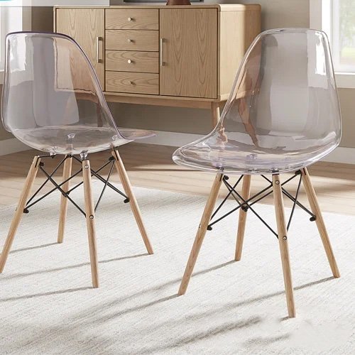 Bộ bàn ghế cafe tiếp khách hiện đại với ghế eames trong suốt