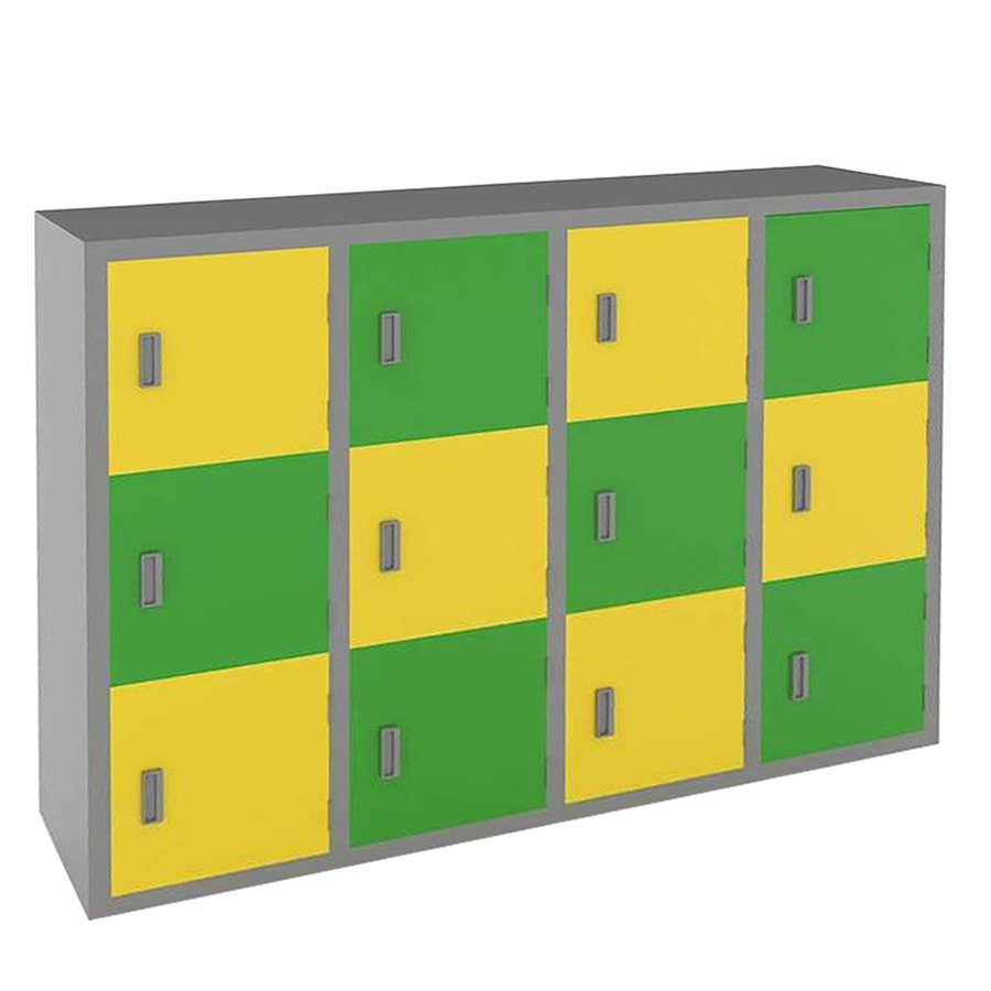 Tủ locker 12 ngăn màu xanh vàng
